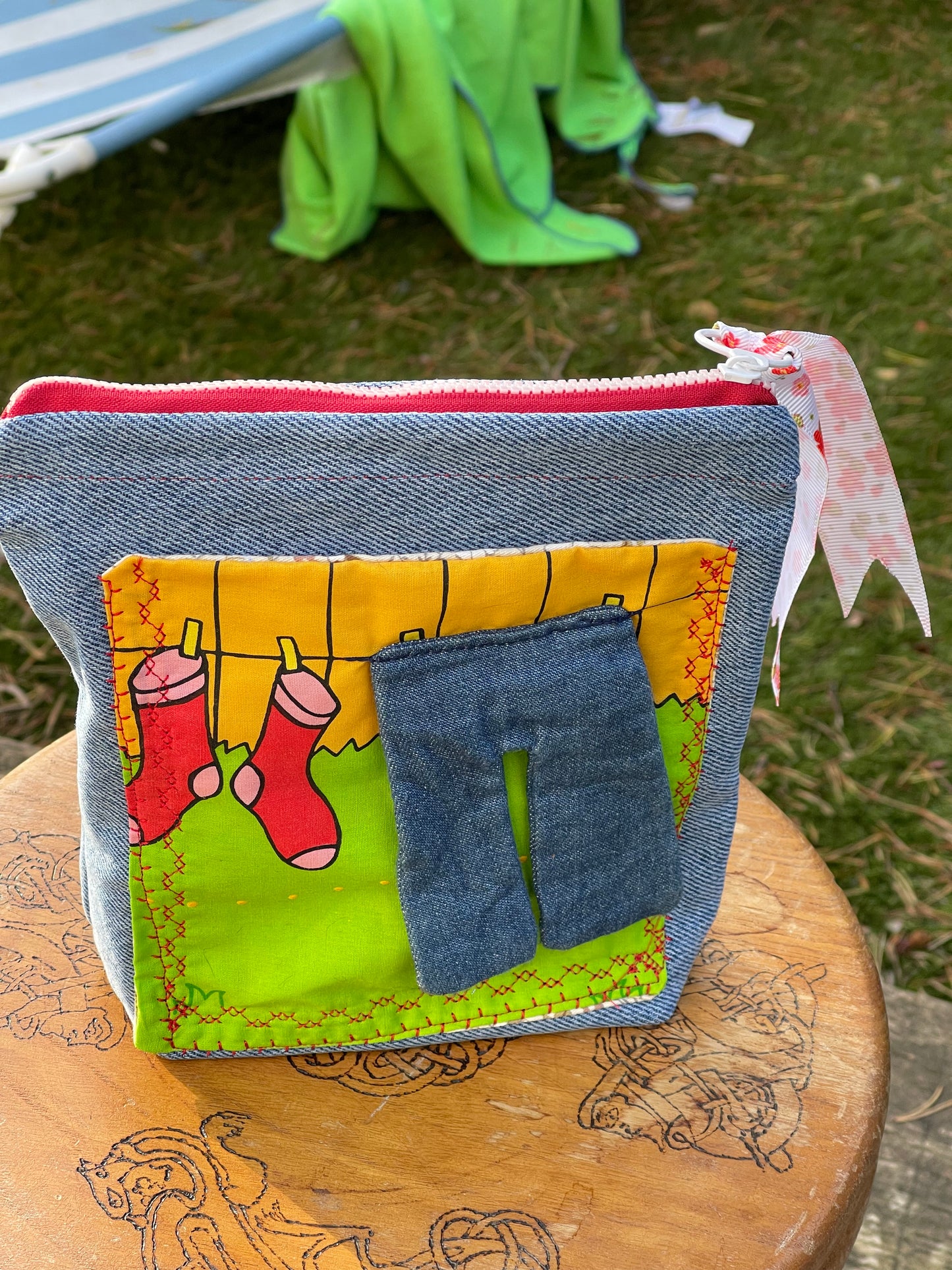 Theo Handmade Denim Cheerful Zipper Pouch