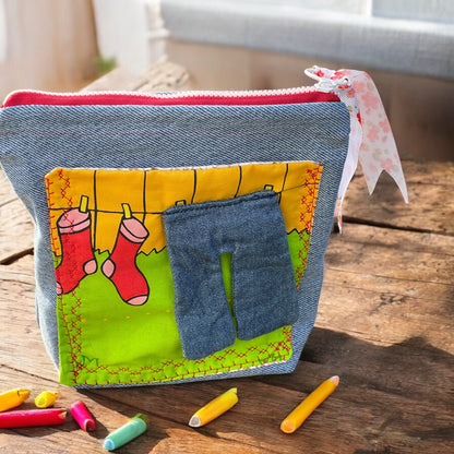 Theo Handmade Denim Cheerful Zipper Pouch