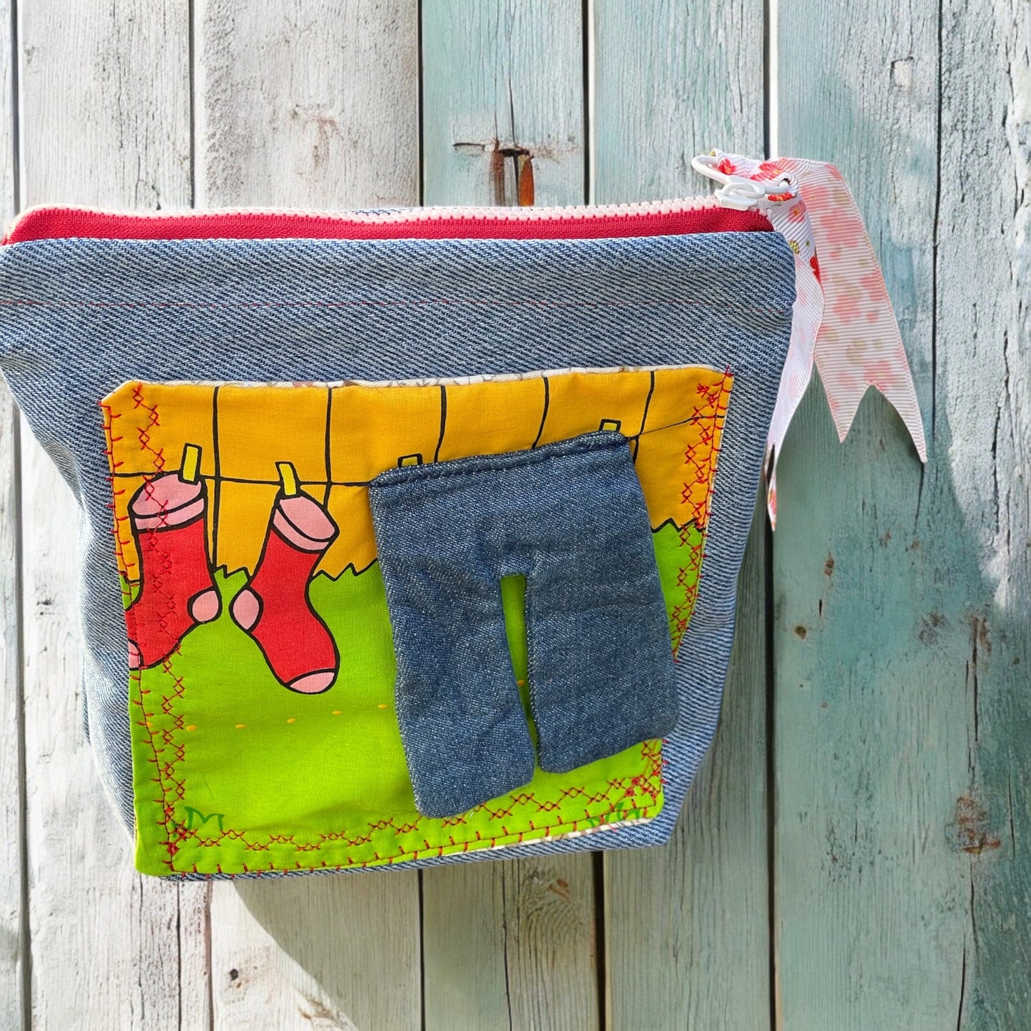 Theo Handmade Denim Cheerful Zipper Pouch